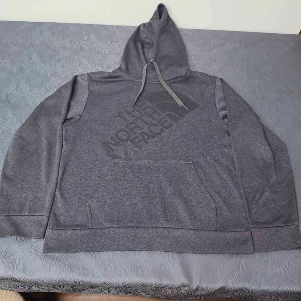 The North Face Hoodie Mens Medium Gray Fleece Pullover Textured Mesh Logo M L